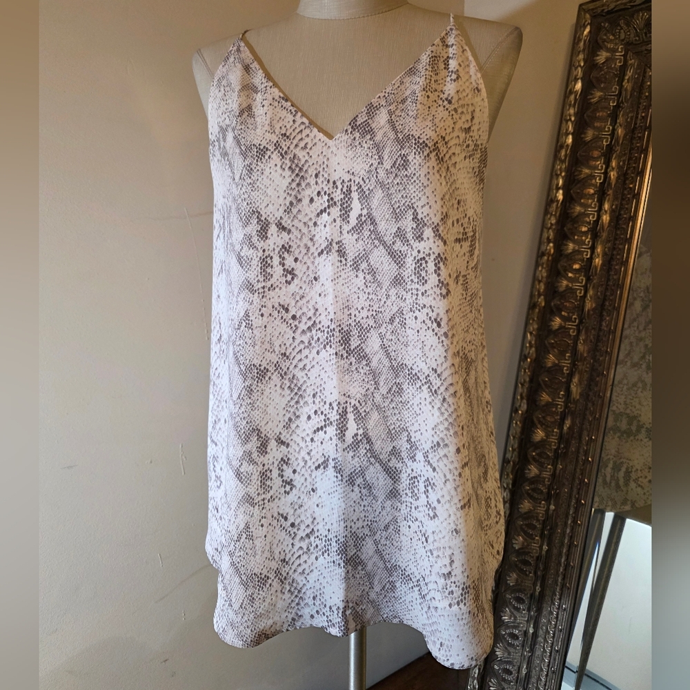 LOFT • Pink-White-Black Snake Skin Patterned Cami/Tank Top.  Sz Small. EUC!